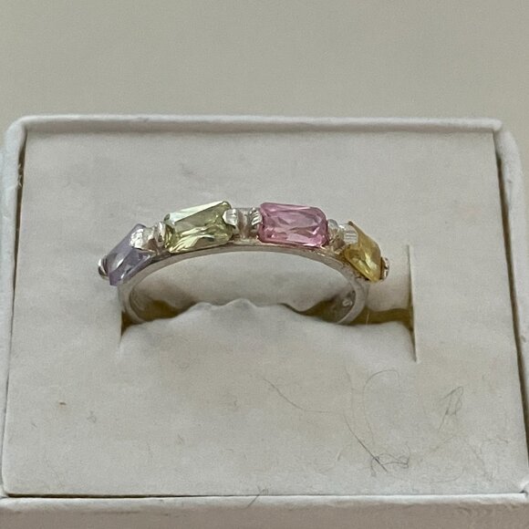 Amethyst, Peridot, Pink Topaz, Citrine 925 Sterling Silver ring, Size 6 - Picture 1 of 6